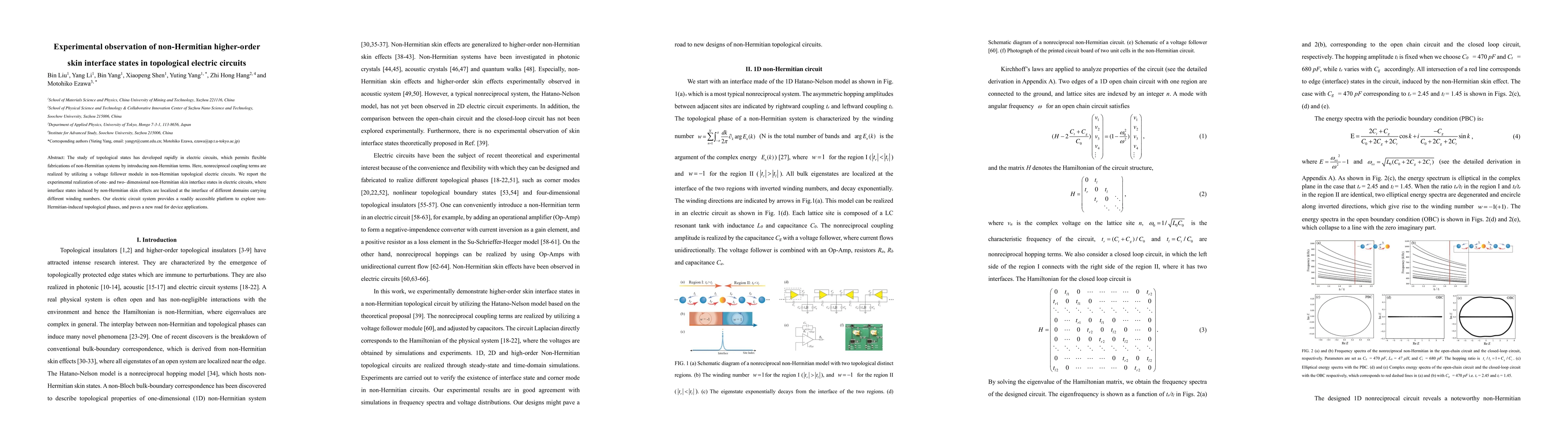 Thumbnail for Experimental observation of non-Hermitian higher-order skin interface
  states in topological electric circuits