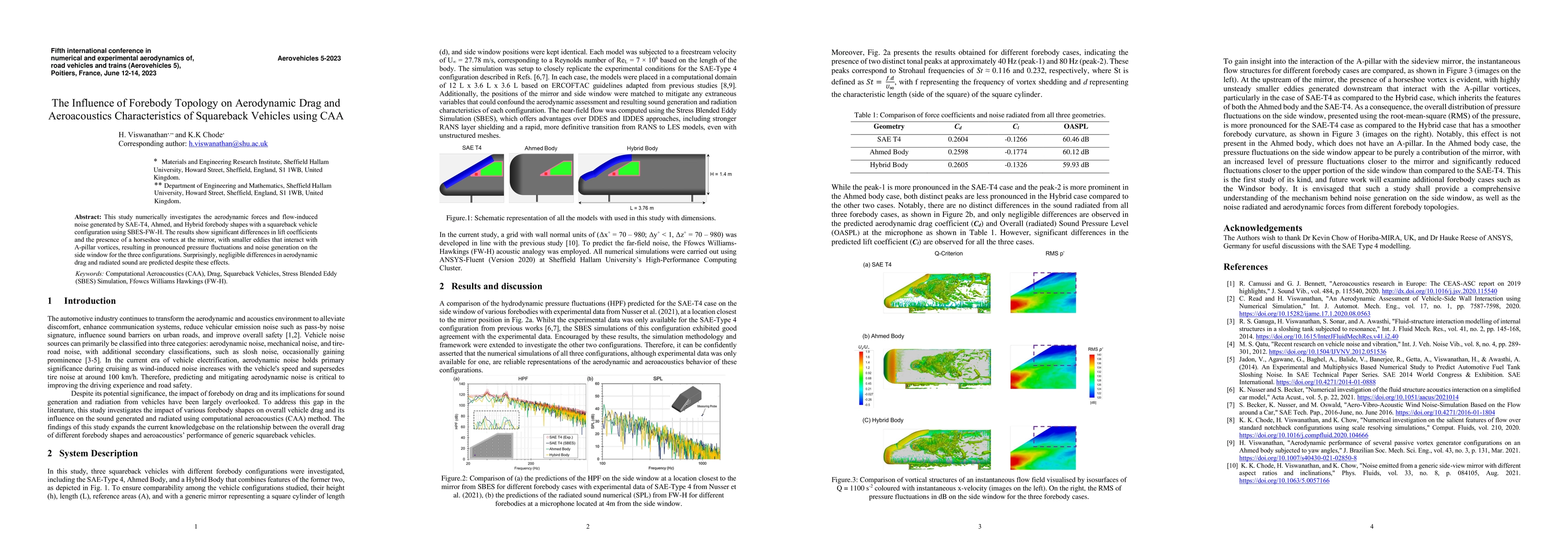 Thumbnail for The Influence of Forebody Topology on Aerodynamic Drag and Aeroacoustics
  Characteristics of Squareback Vehicles using CAA