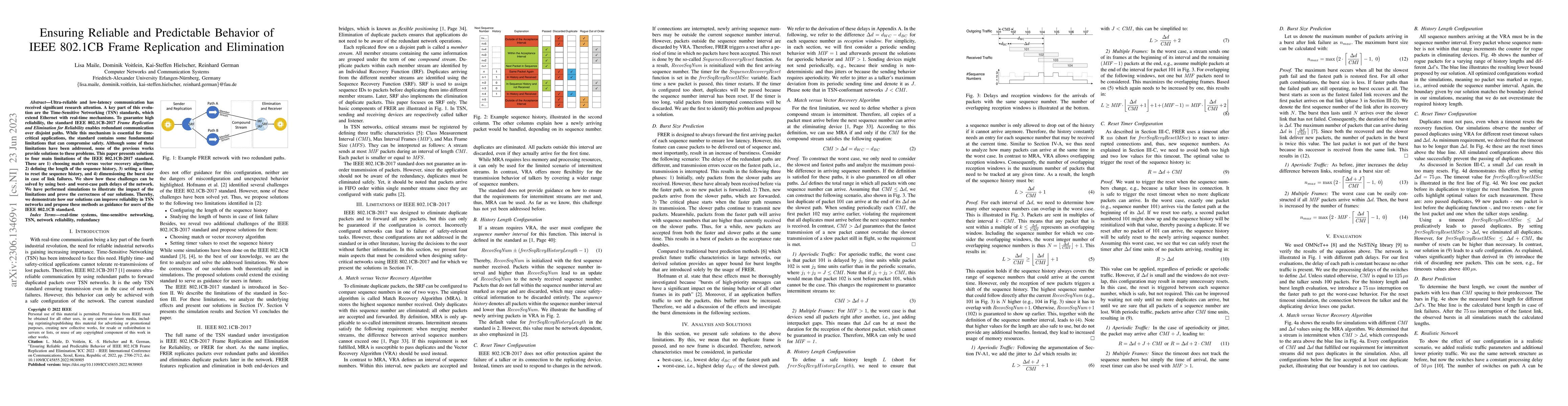 Thumbnail for Ensuring Reliable and Predictable Behavior of IEEE 802.1CB Frame
  Replication and Elimination