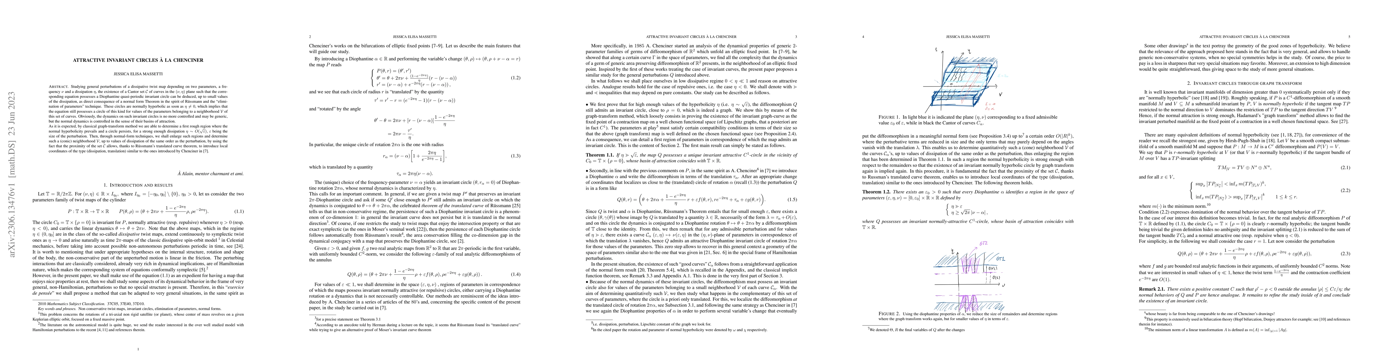 Thumbnail for Attractive invariant circles \`a la Chenciner