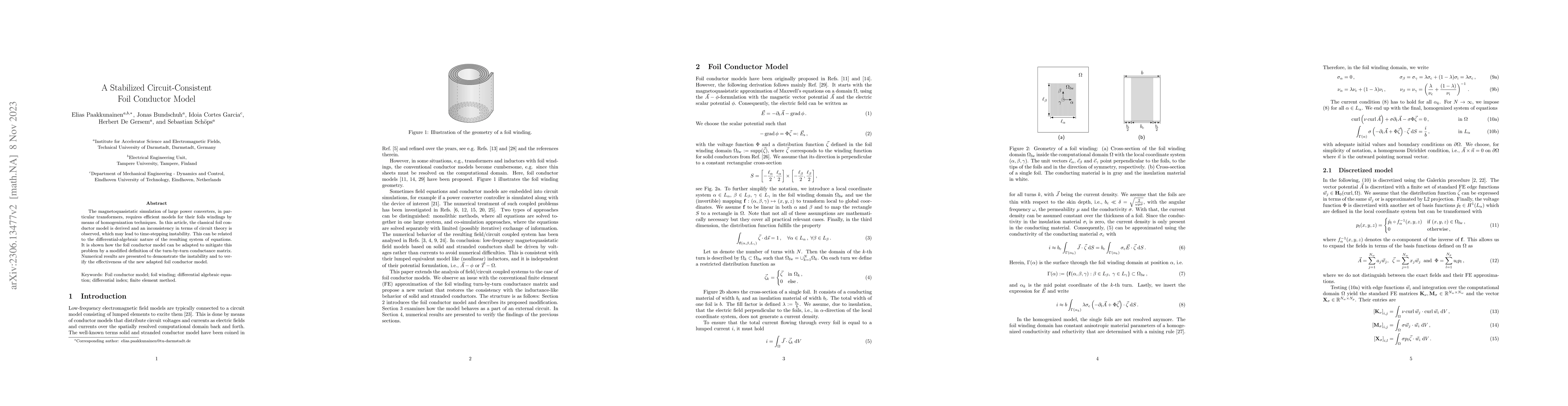 Thumbnail for A Stabilized Circuit-Consistent Foil Conductor Model