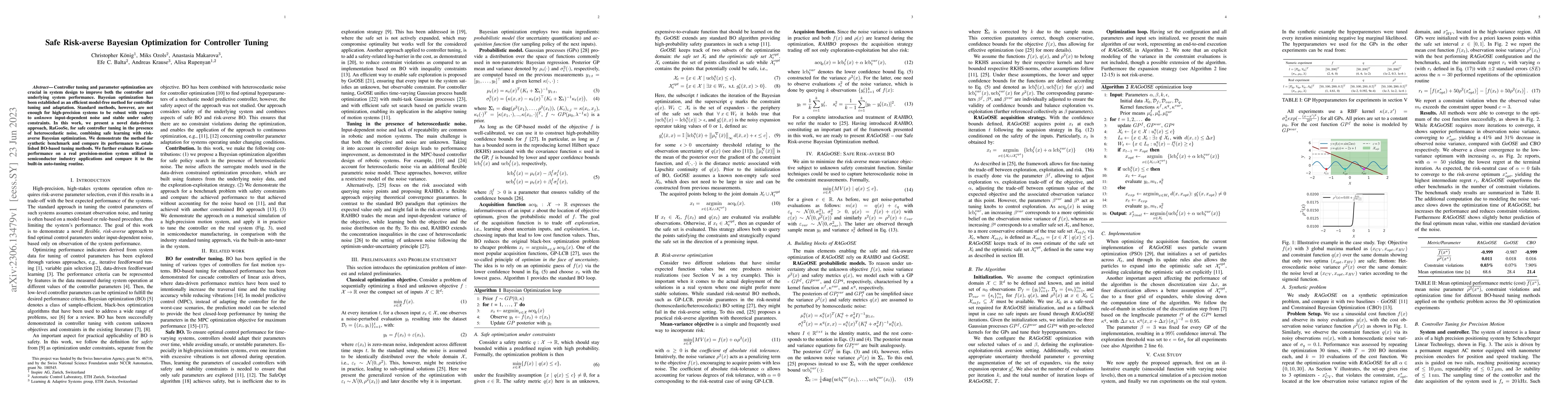 Thumbnail for Safe Risk-averse Bayesian Optimization for Controller Tuning