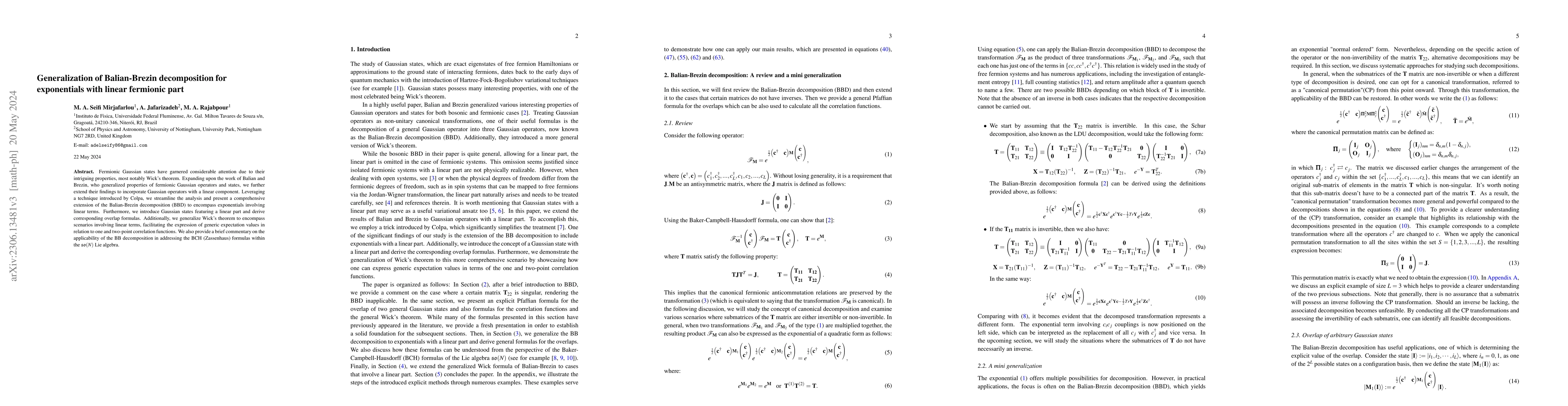 Thumbnail for Generalization of Balian-Brezin decomposition for exponentials with
  linear fermionic part