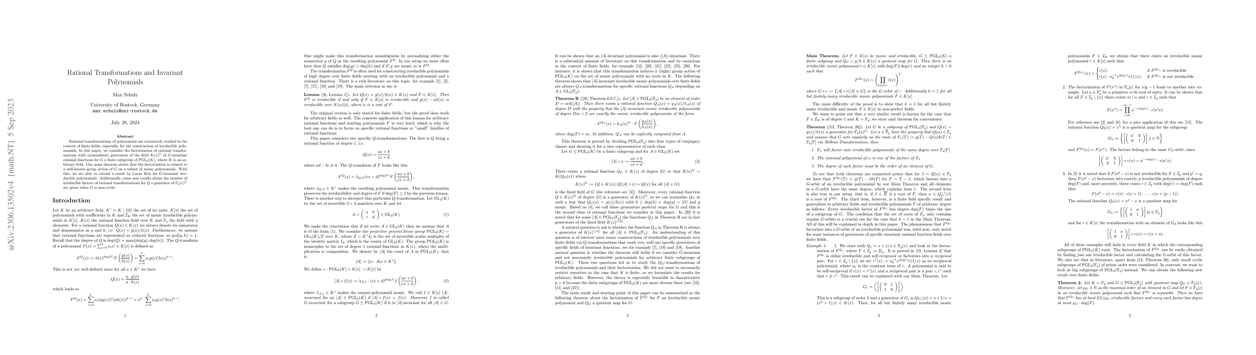 Thumbnail for Rational Transformations and Invariant Polynomials