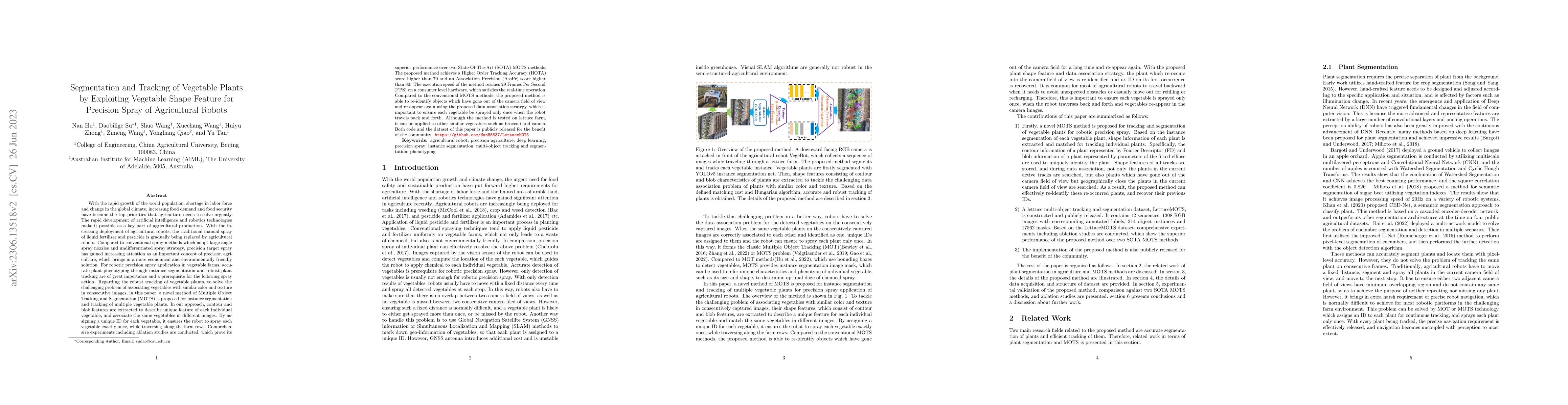 Thumbnail for Segmentation and Tracking of Vegetable Plants by Exploiting Vegetable
  Shape Feature for Precision Spray of Agricultural Robots