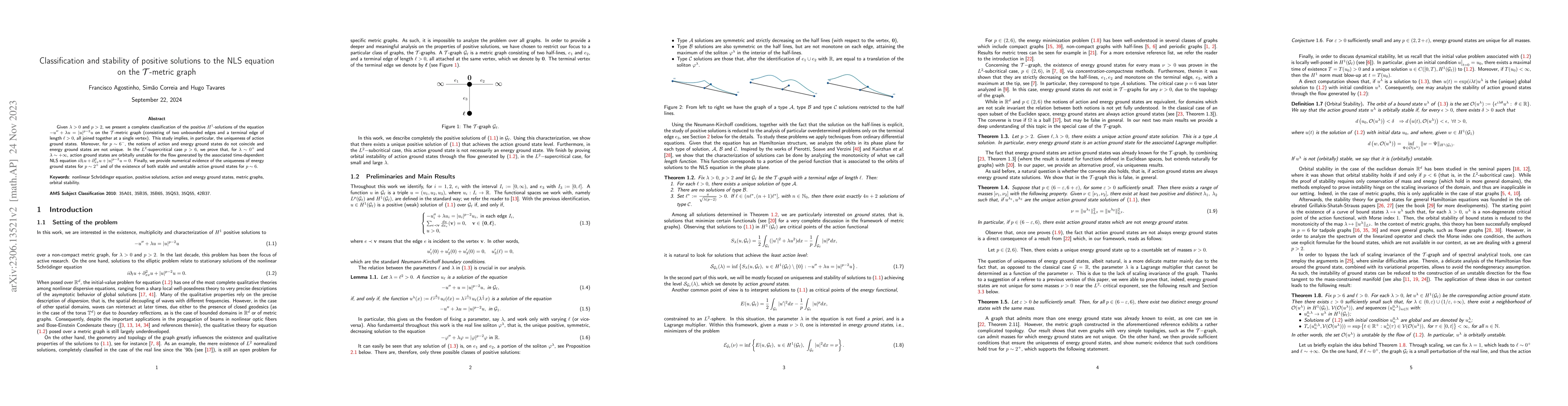 Thumbnail for Classification and stability of positive solutions to the NLS equation
  on the $\mathcal{T}$-metric graph