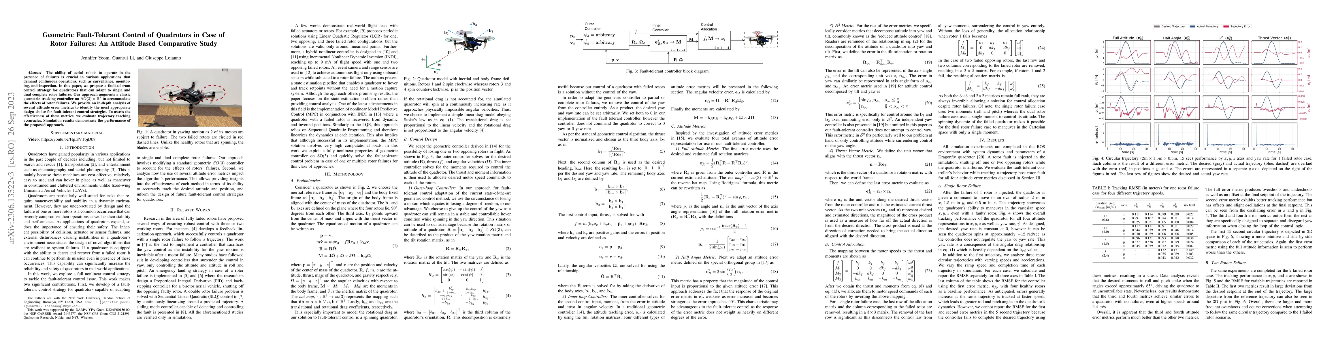 Thumbnail for Geometric Fault-Tolerant Control of Quadrotors in Case of Rotor
  Failures: An Attitude Based Comparative Study