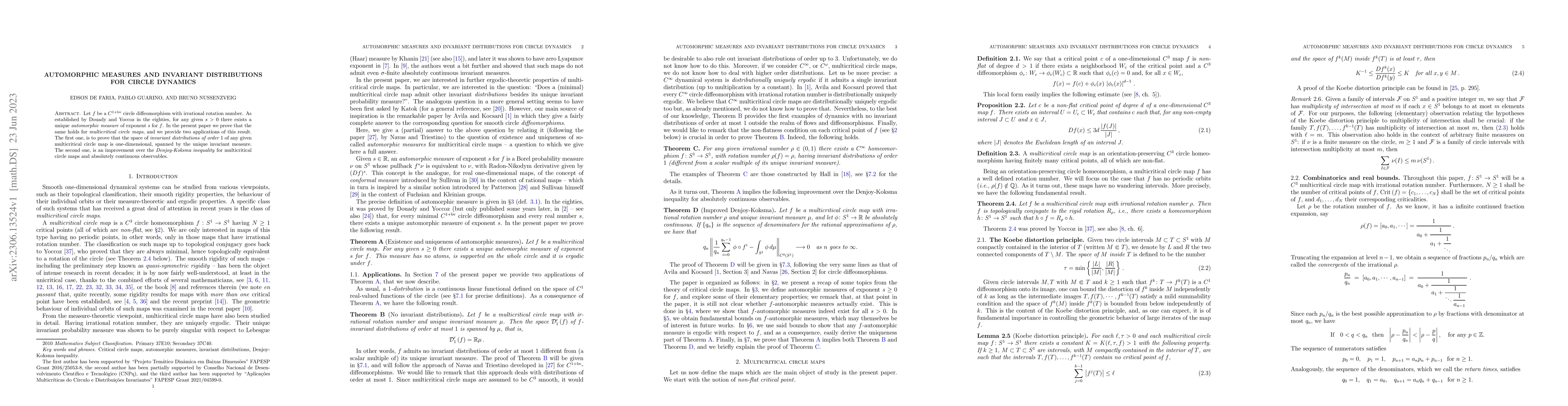 Thumbnail for Automorphic measures and invariant distributions for circle dynamics