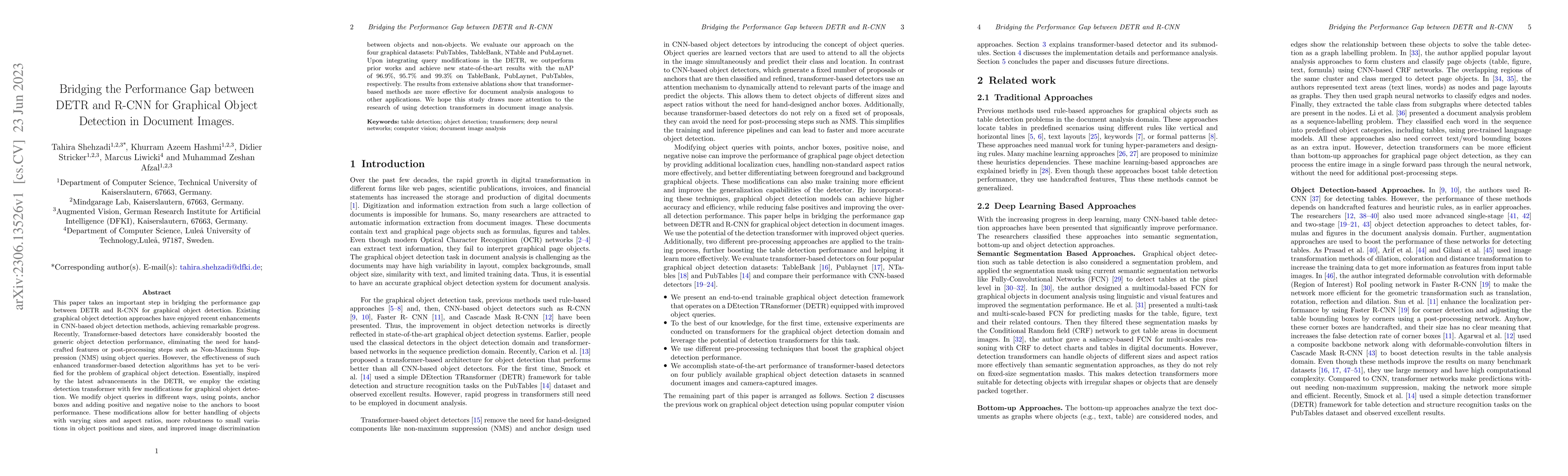 Thumbnail for Bridging the Performance Gap between DETR and R-CNN for Graphical Object
  Detection in Document Images