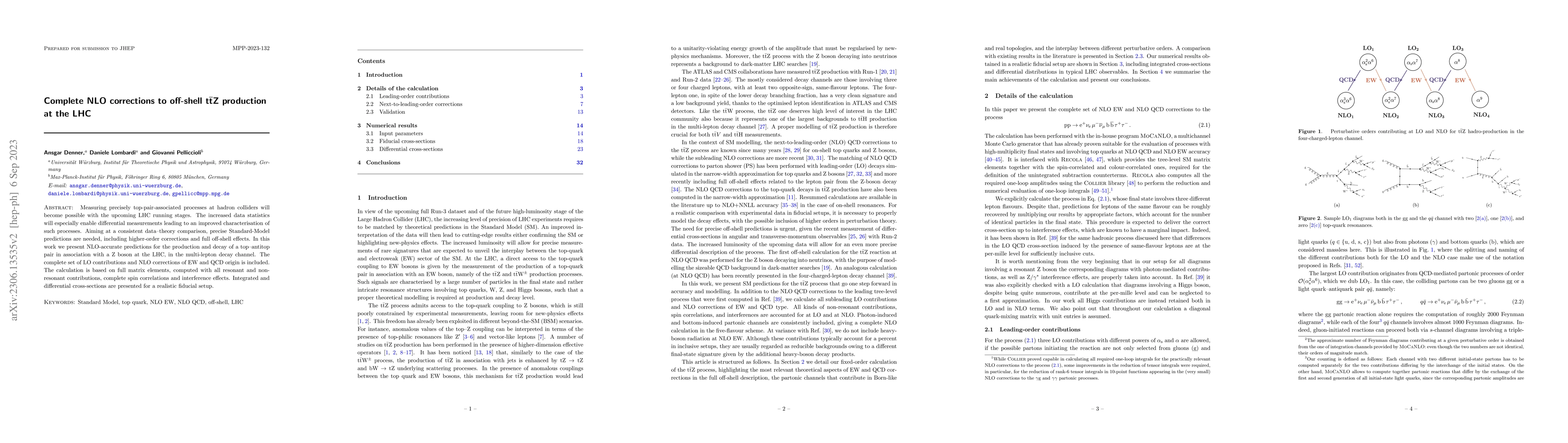 Thumbnail for Complete NLO corrections to off-shell
  $\text{t}\overline{\text{t}}\text{Z}$ production at the LHC