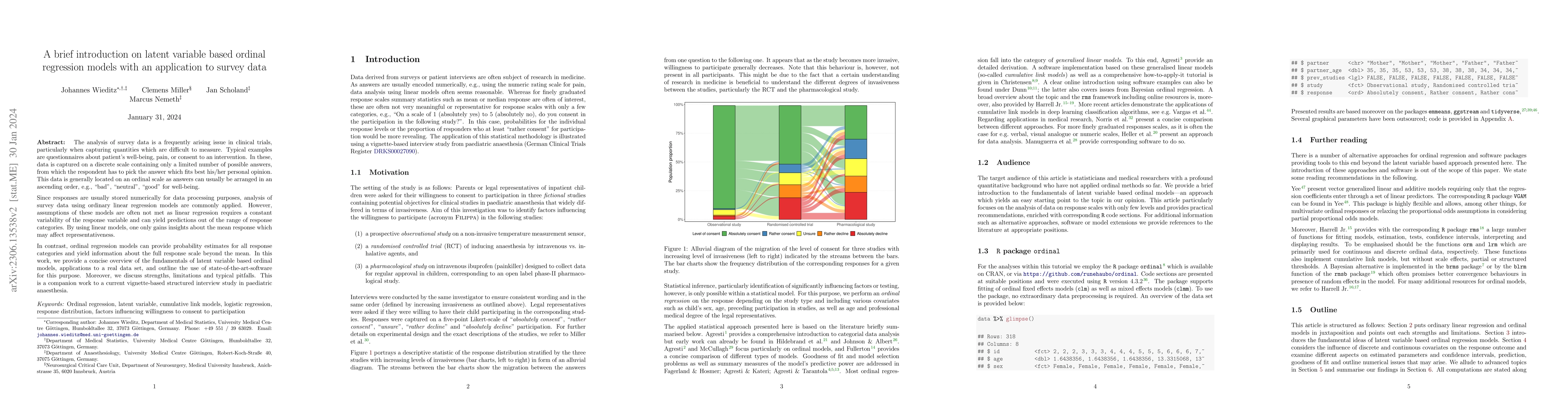 Thumbnail for A brief introduction on latent variable based ordinal regression models
  with an application to survey data