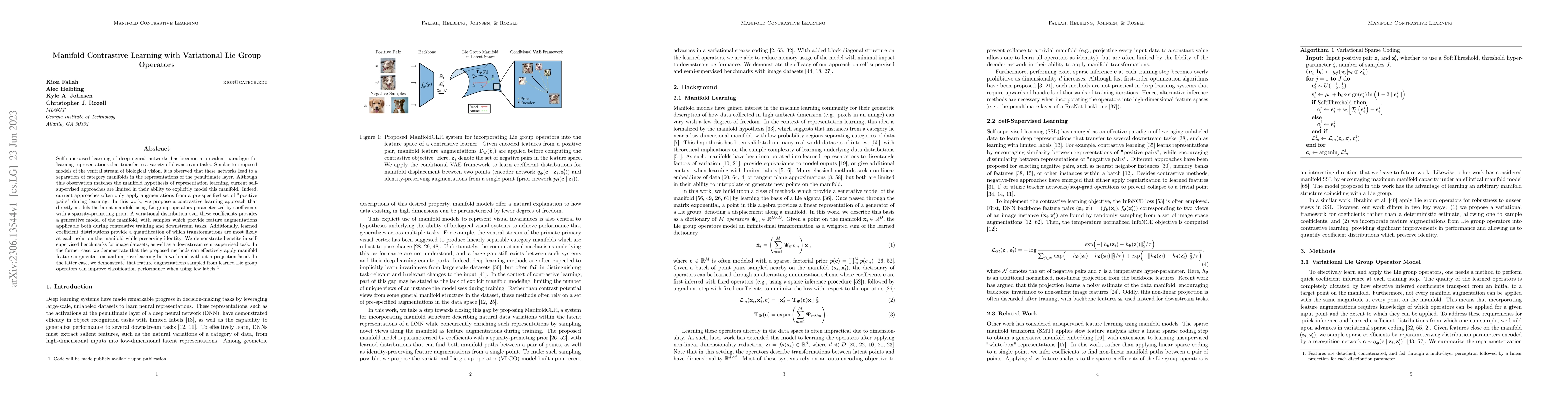 Thumbnail for Manifold Contrastive Learning with Variational Lie Group Operators