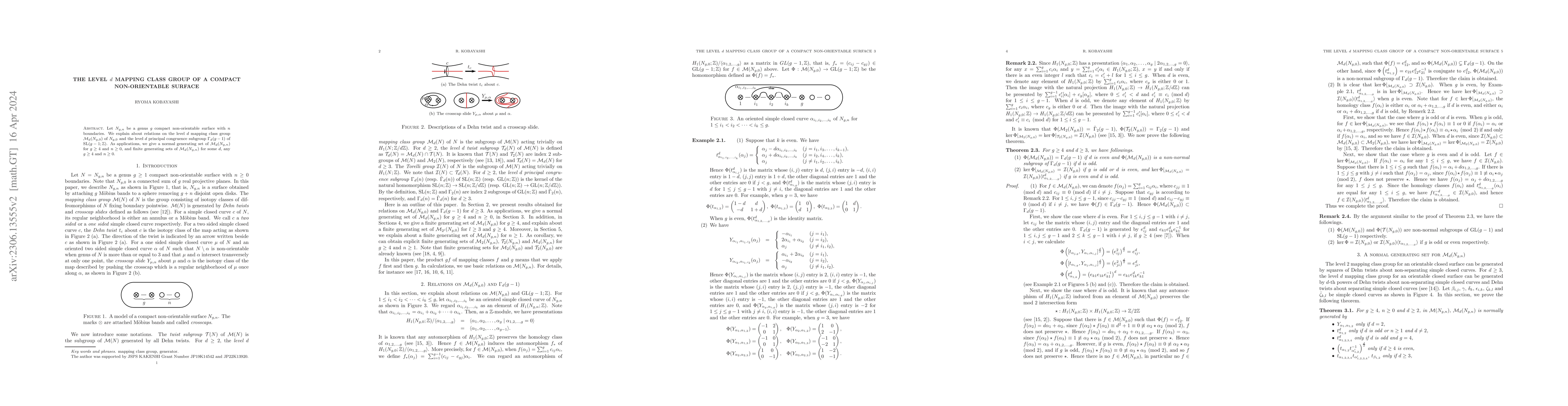 Thumbnail for The level $d$ mapping class group of a compact non-orientable surface