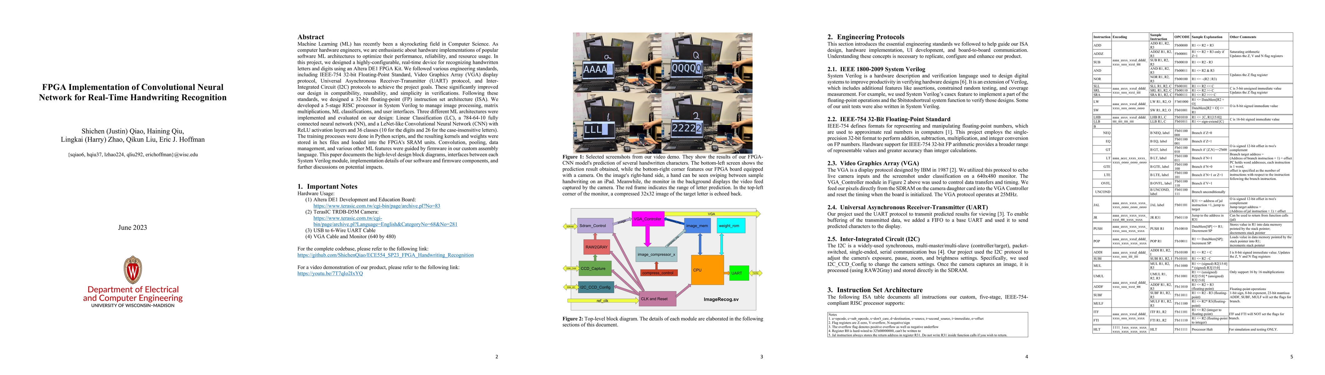 Thumbnail for FPGA Implementation of Convolutional Neural Network for Real-Time
  Handwriting Recognition