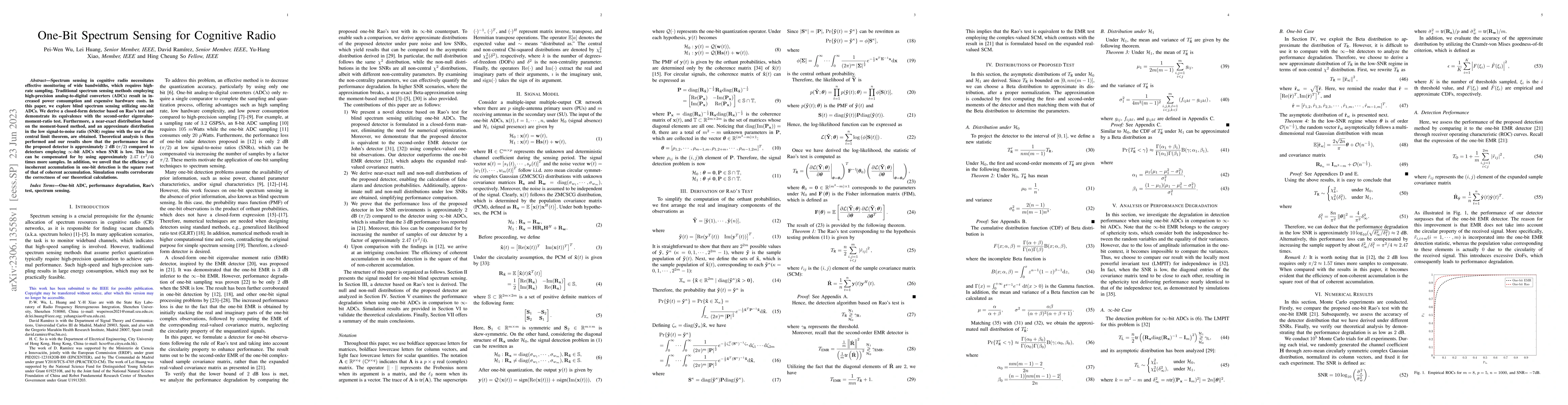 Thumbnail for One-Bit Spectrum Sensing for Cognitive Radio