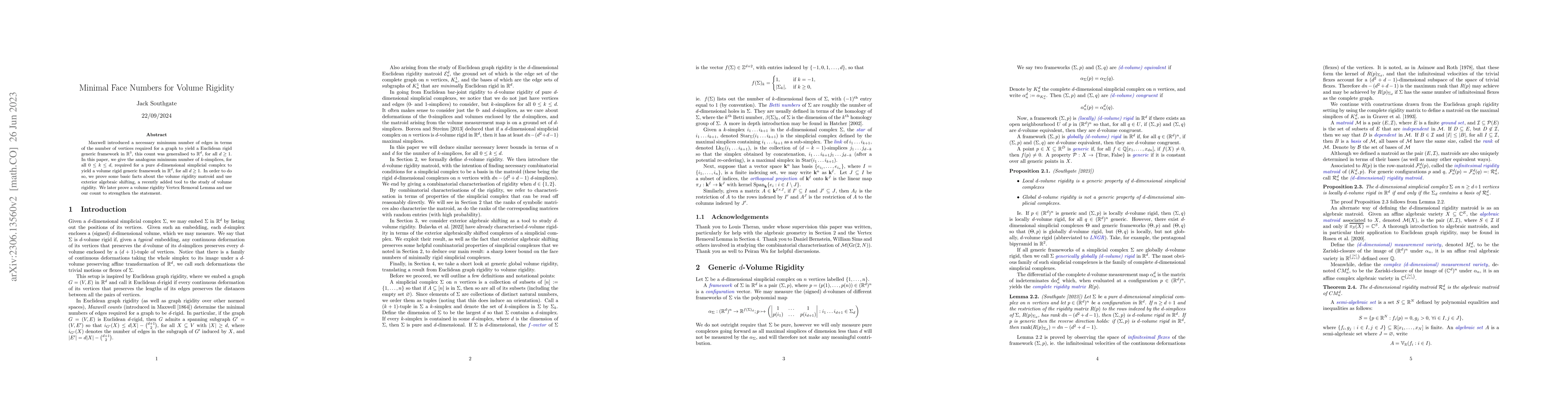 Thumbnail for Minimal Face Numbers for Volume Rigidity
