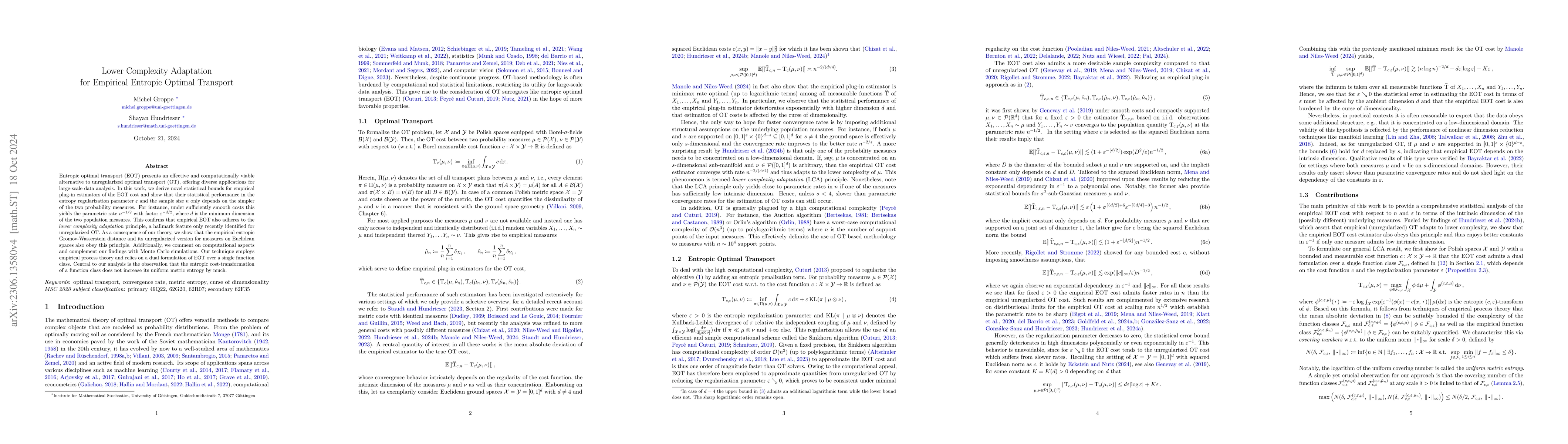 Thumbnail for Lower Complexity Adaptation for Empirical Entropic Optimal Transport