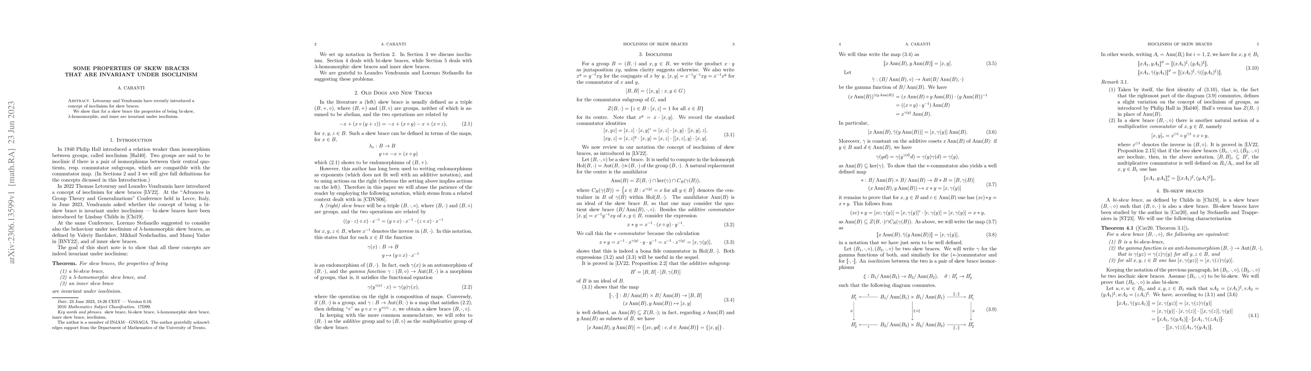 Thumbnail for Some properties of skew braces that are invariant under isoclinism