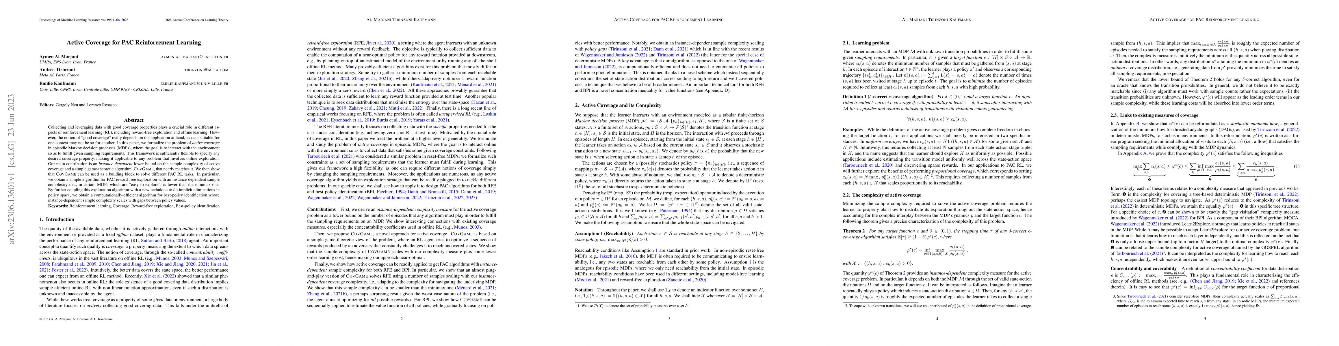 Thumbnail for Active Coverage for PAC Reinforcement Learning