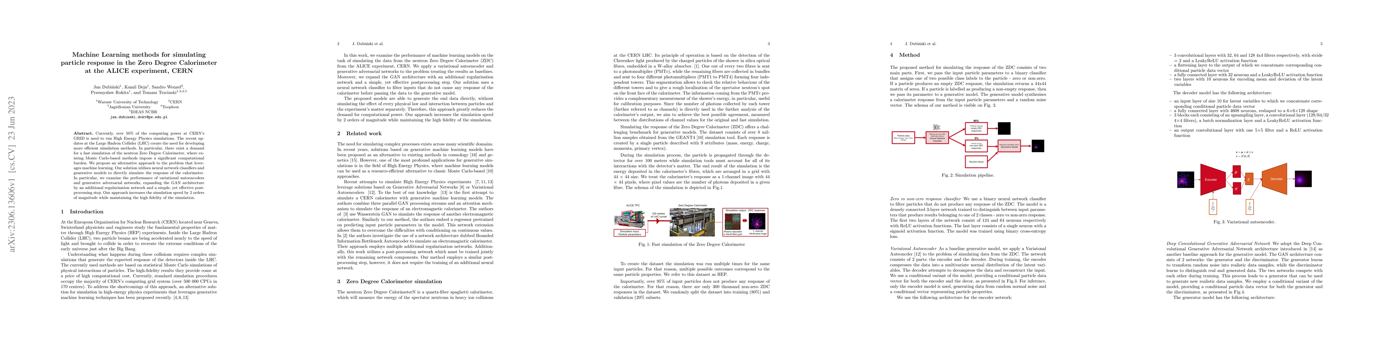 Thumbnail for Machine Learning methods for simulating particle response in the Zero
  Degree Calorimeter at the ALICE experiment, CERN