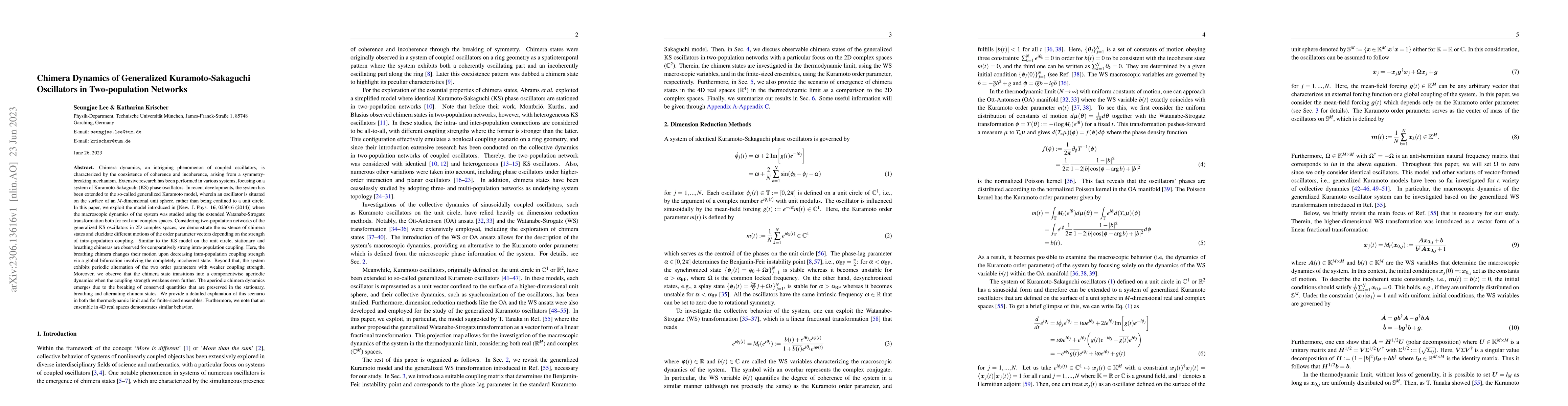Thumbnail for Chimera Dynamics of Generalized Kuramoto-Sakaguchi Oscillators in
  Two-population Networks