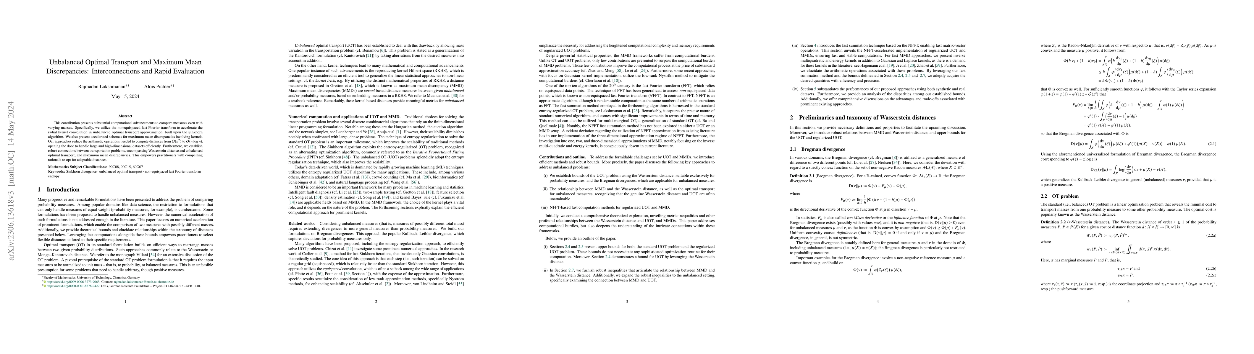 Thumbnail for Unbalanced Optimal Transport and Maximum Mean Discrepancies:
  Interconnections and Rapid Evaluation