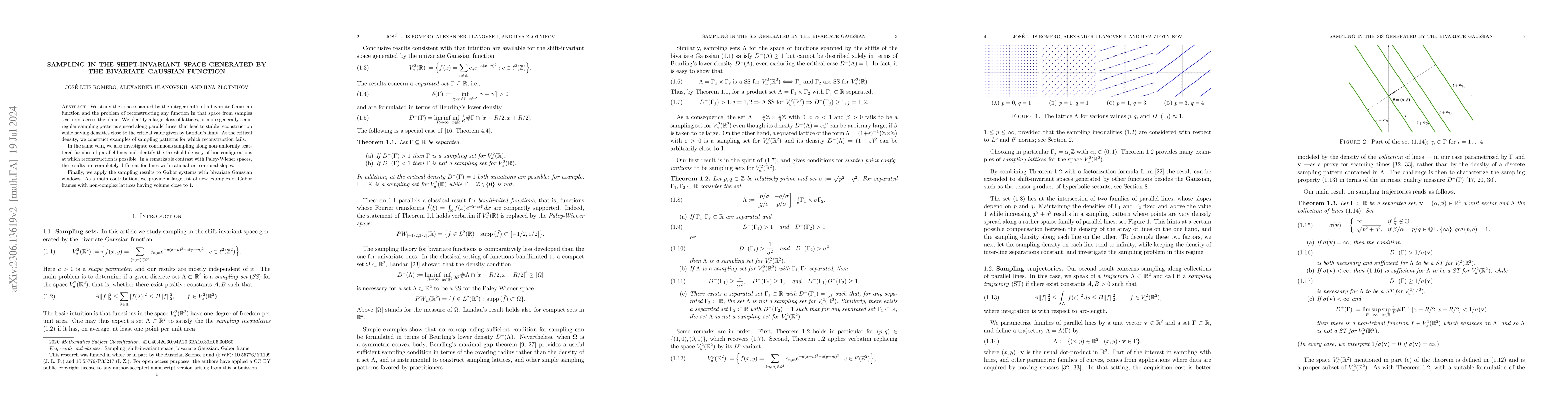 Thumbnail for Sampling in the shift-invariant space generated by the bivariate
  Gaussian function
