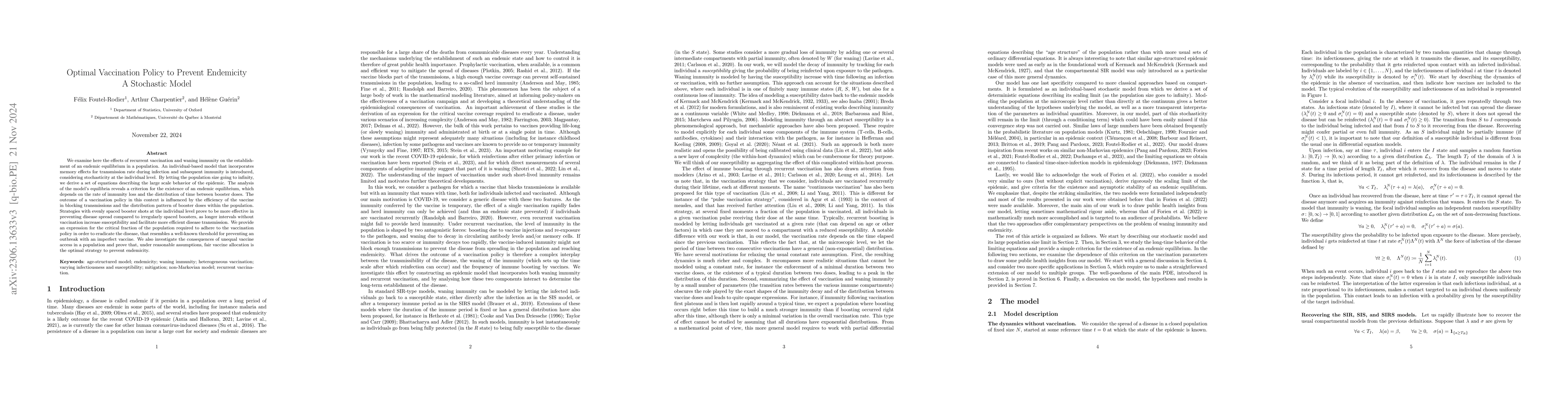 Thumbnail for Optimal Vaccination Policy to Prevent Endemicity: A Stochastic Model