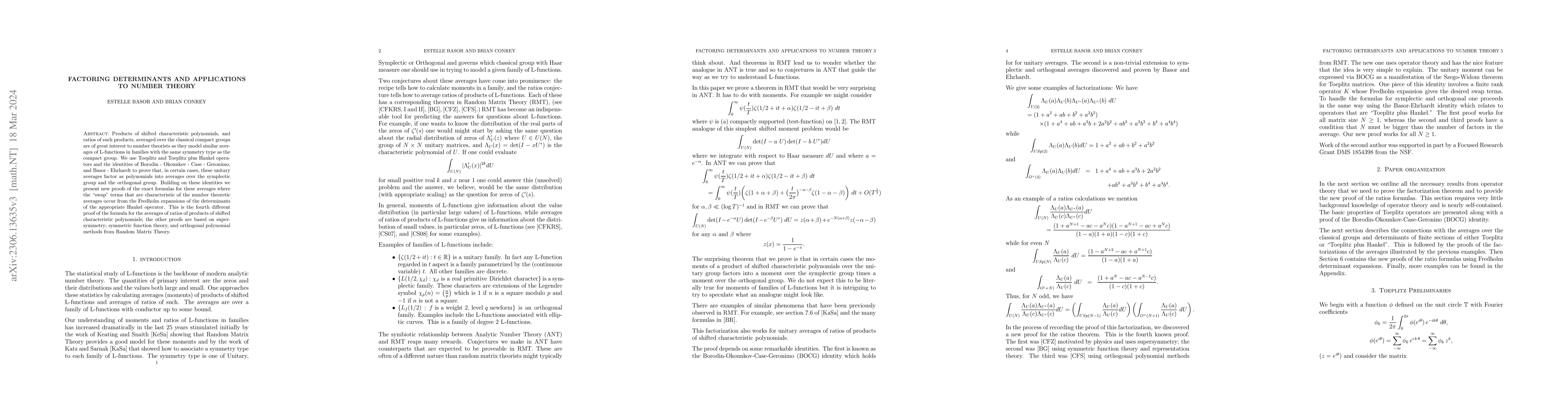 Thumbnail for Factoring determinants and applications to number theory