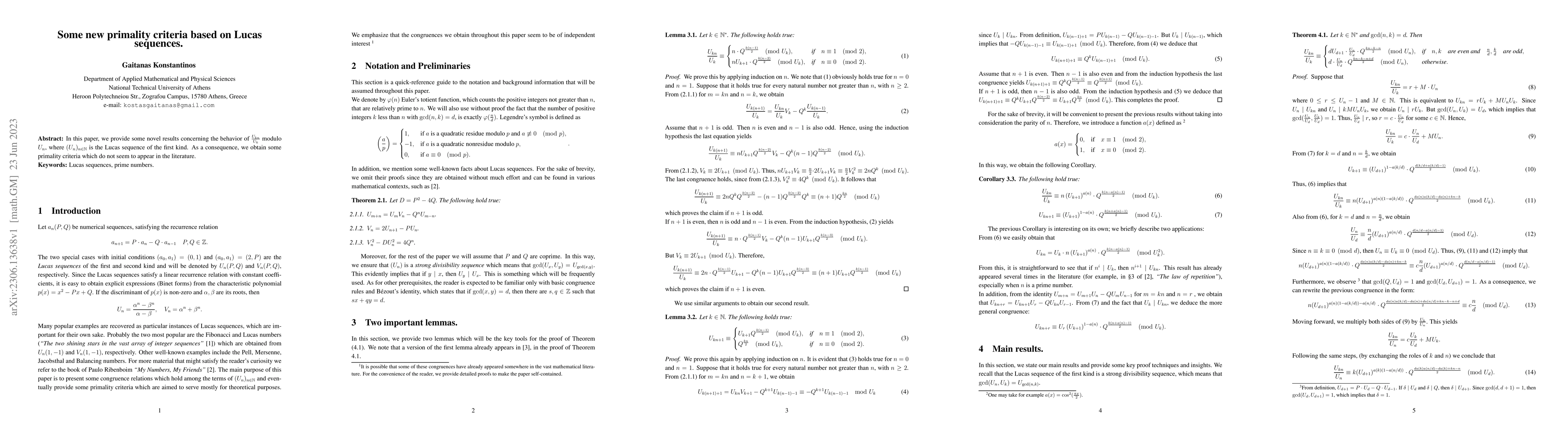 Thumbnail for Some new primality criteria based on Lucas sequences
