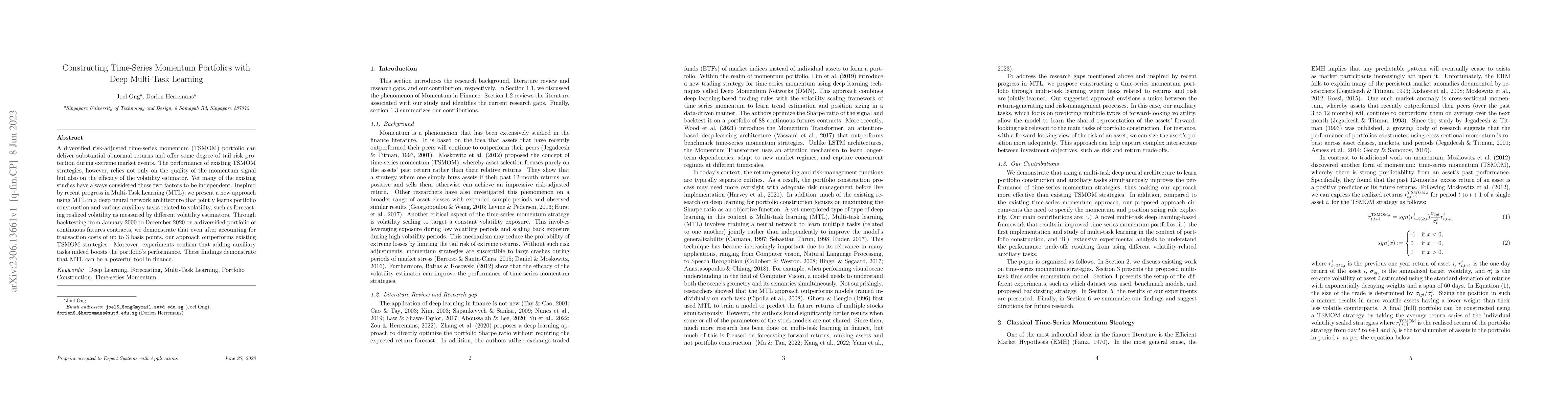 Thumbnail for Constructing Time-Series Momentum Portfolios with Deep Multi-Task
  Learning