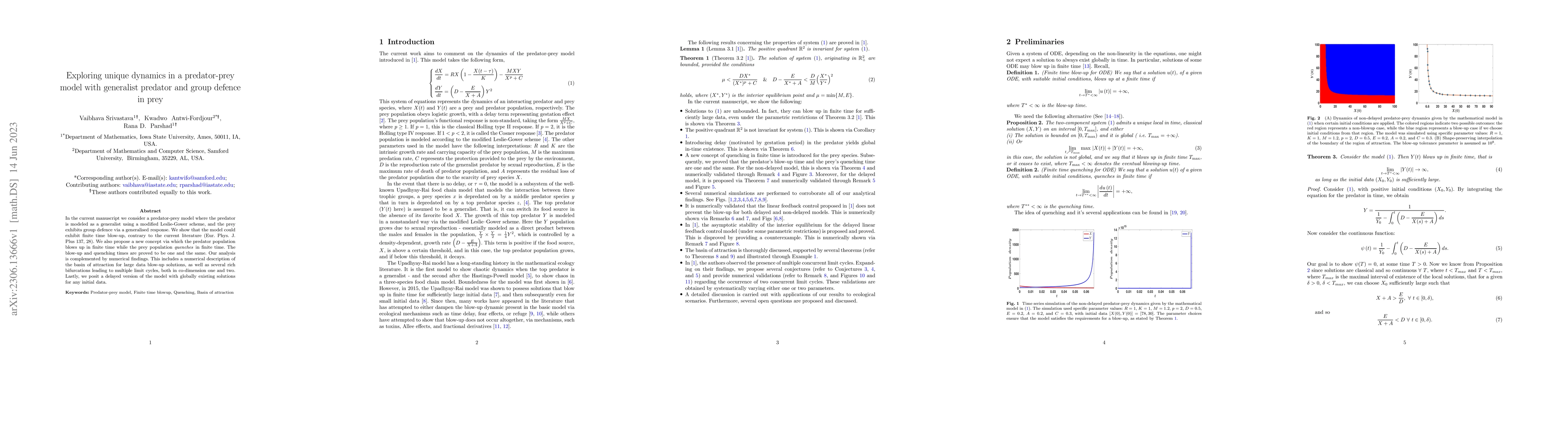 Thumbnail for Exploring unique dynamics in a predator-prey model with generalist
  predator and group defence in prey