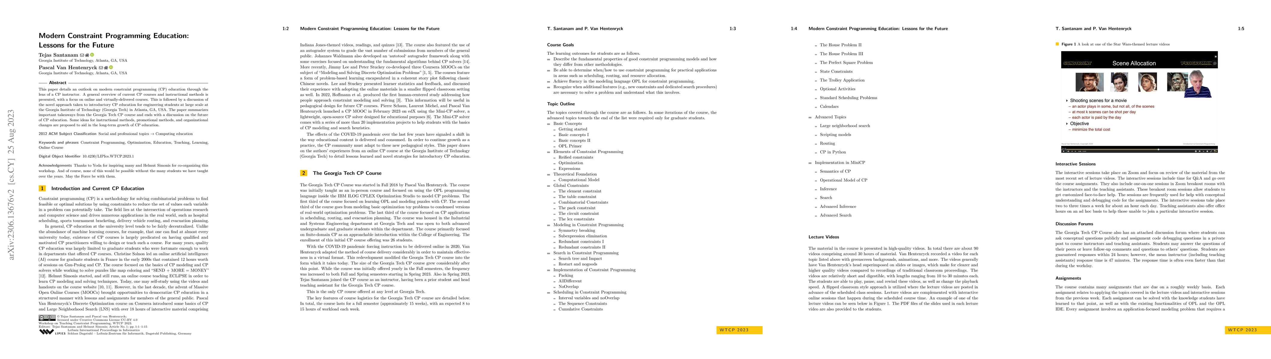Thumbnail for Modern Constraint Programming Education: Lessons for the Future