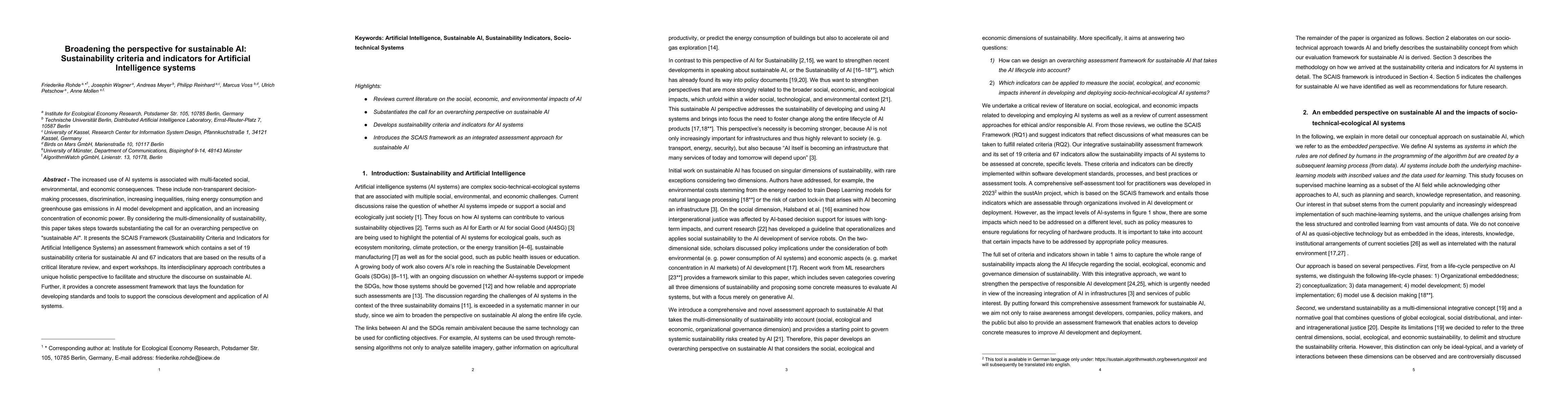 Thumbnail for Broadening the perspective for sustainable AI: Comprehensive
  sustainability criteria and indicators for AI systems
