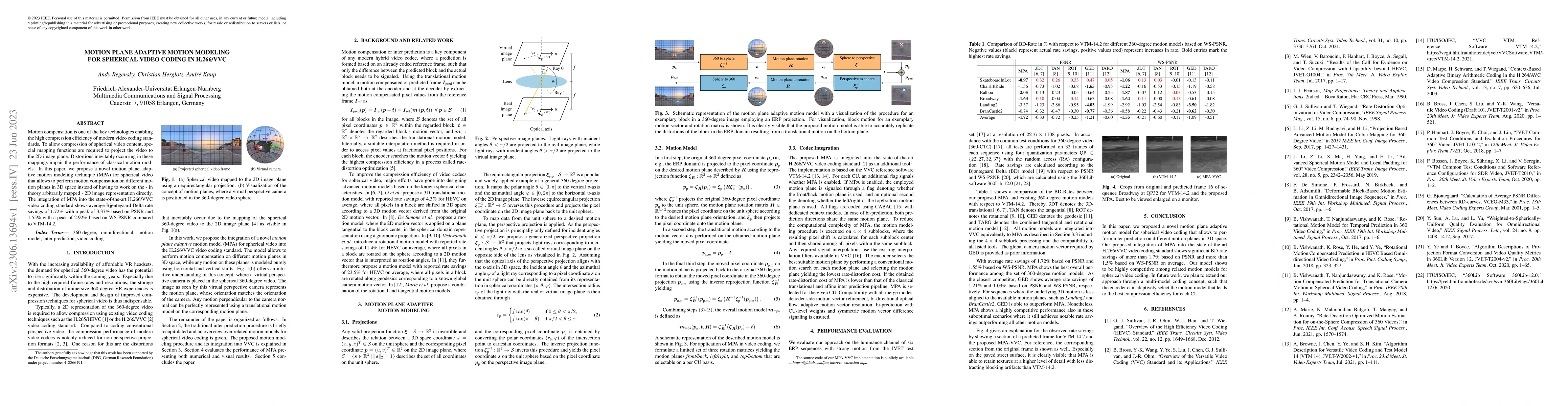 Thumbnail for Motion Plane Adaptive Motion Modeling for Spherical Video Coding in
  H.266/VVC