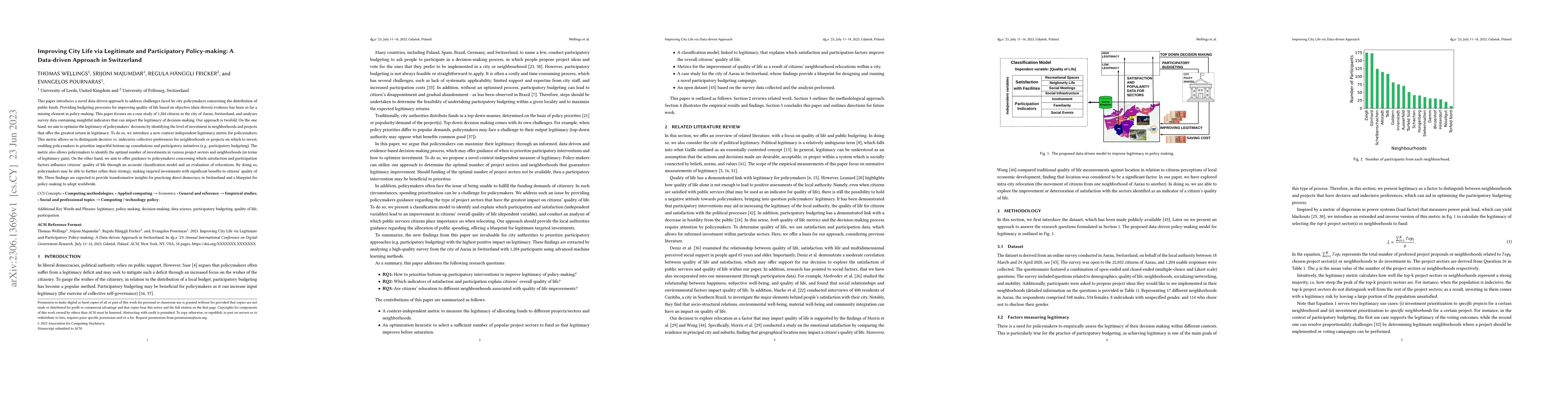 Thumbnail for Improving City Life via Legitimate and Participatory Policy-making: A
  Data-driven Approach in Switzerland