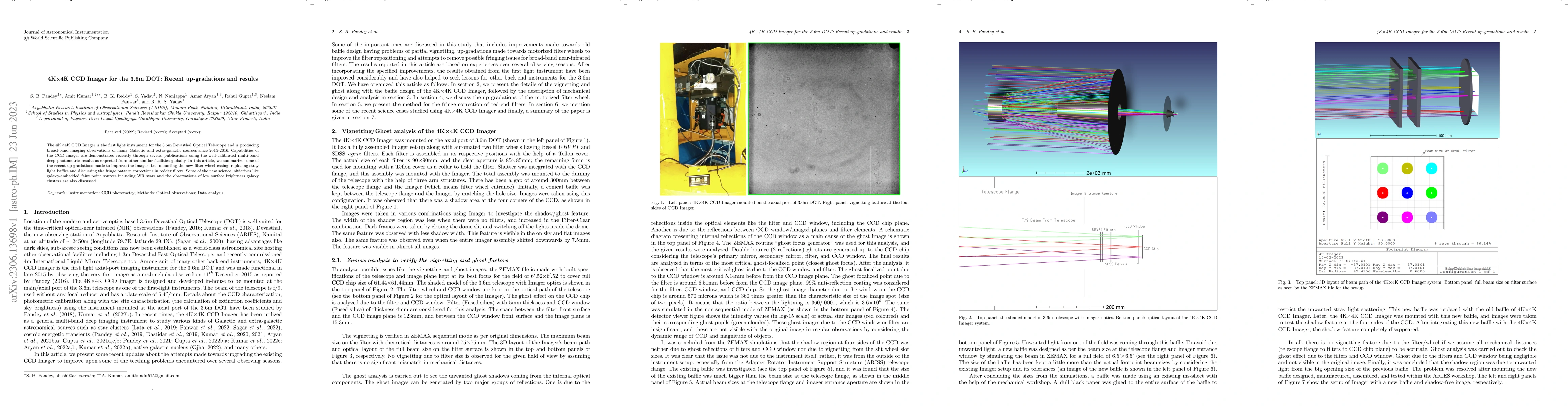 Thumbnail for 4K$\times$4K CCD Imager for the 3.6m DOT: Recent up-gradations and
  results