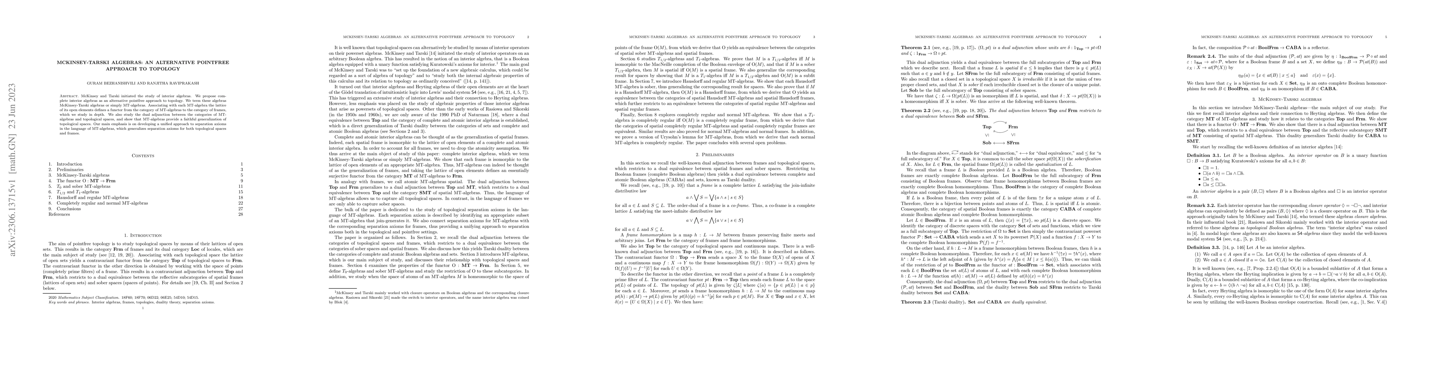 Thumbnail for McKinsey-Tarski Algebras: An alternative pointfree approach to topology