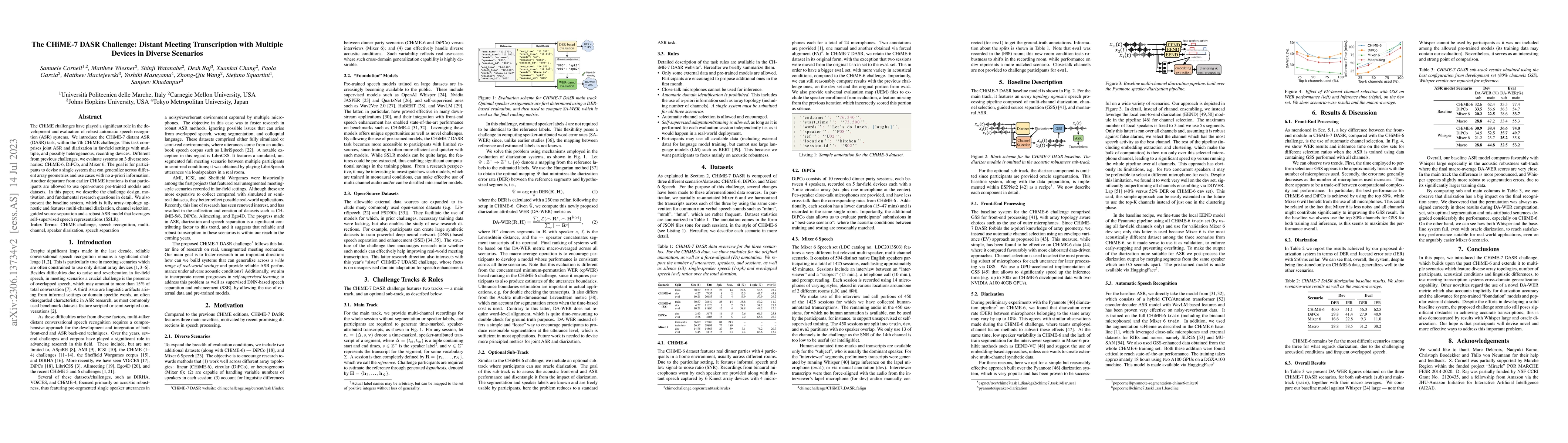 Thumbnail for The CHiME-7 DASR Challenge: Distant Meeting Transcription with Multiple
  Devices in Diverse Scenarios