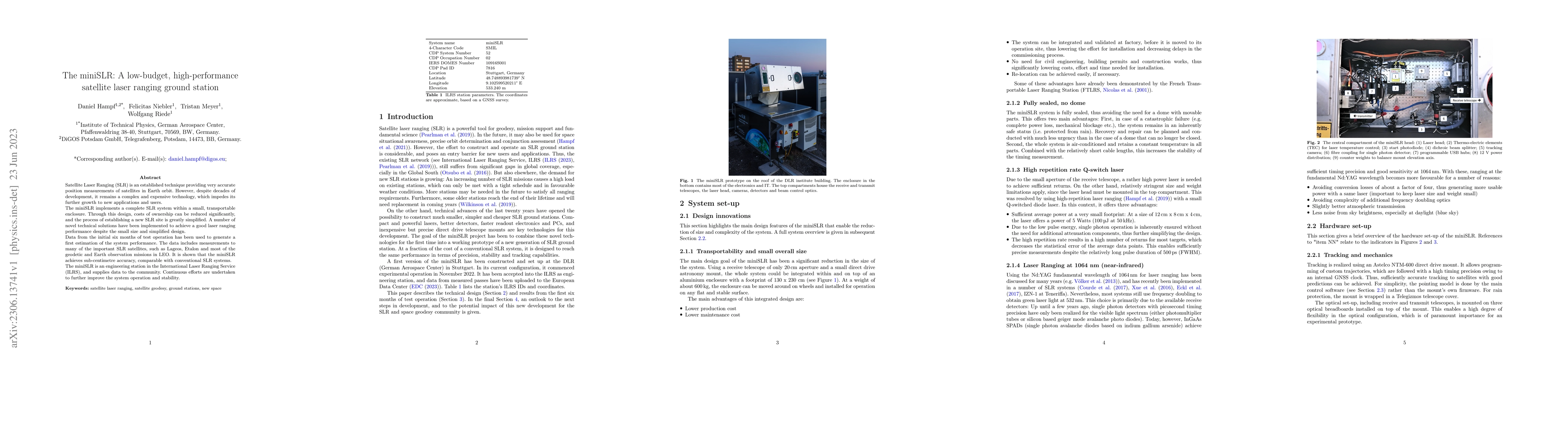 Thumbnail for The miniSLR: A low-budget, high-performance satellite laser ranging
  ground station