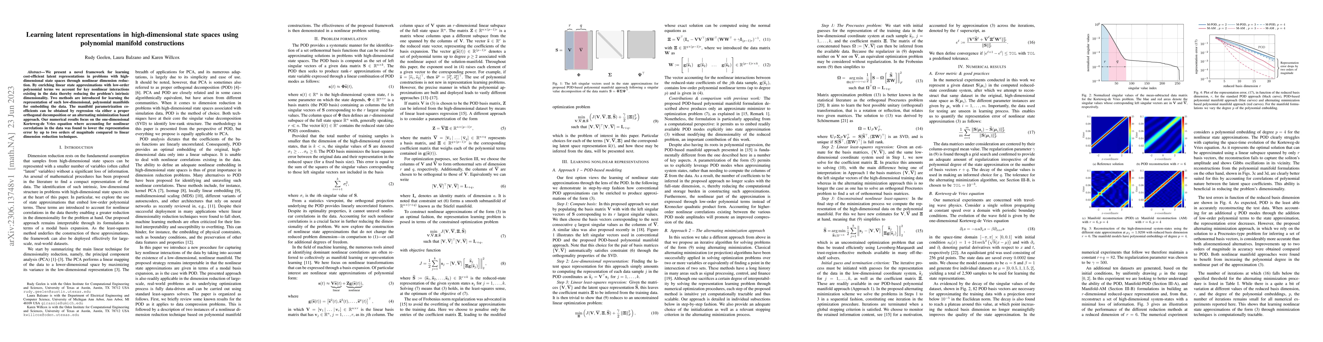 Thumbnail for Learning latent representations in high-dimensional state spaces using
  polynomial manifold constructions