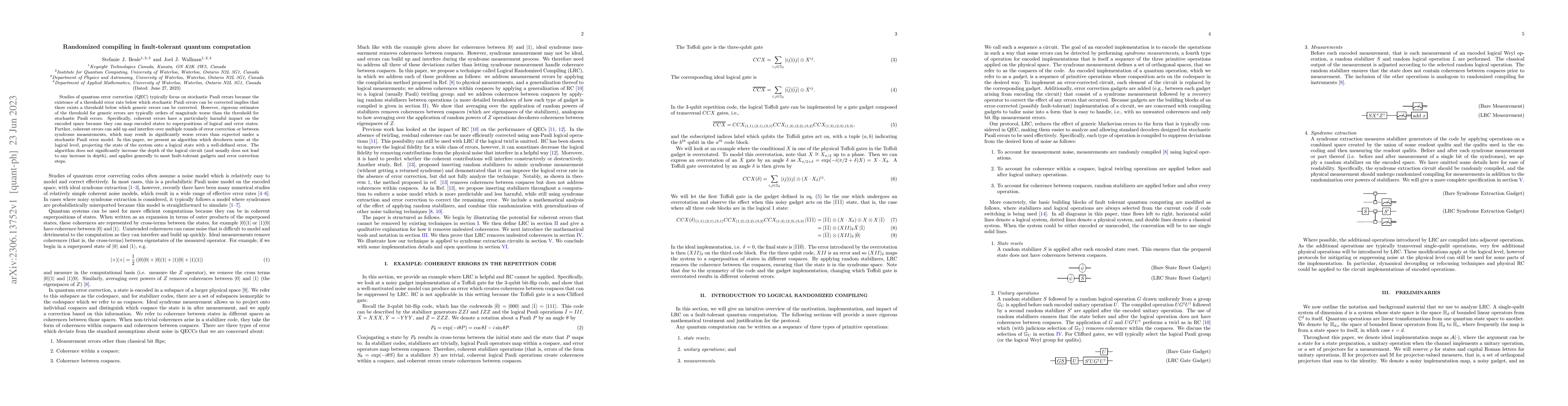 Thumbnail for Randomized compiling in fault-tolerant quantum computation