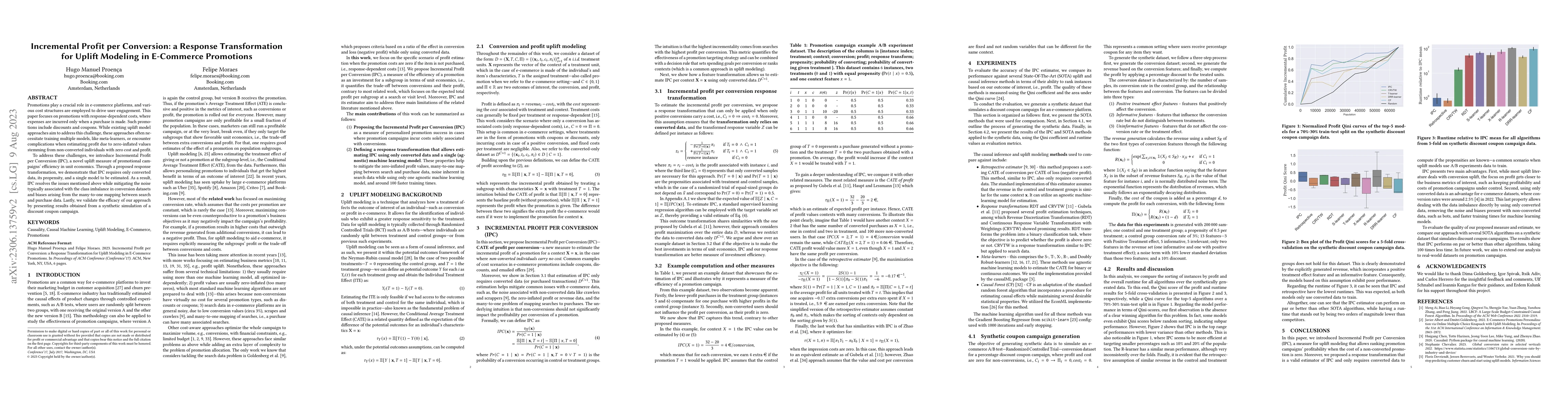 Thumbnail for Incremental Profit per Conversion: a Response Transformation for Uplift
  Modeling in E-Commerce Promotions