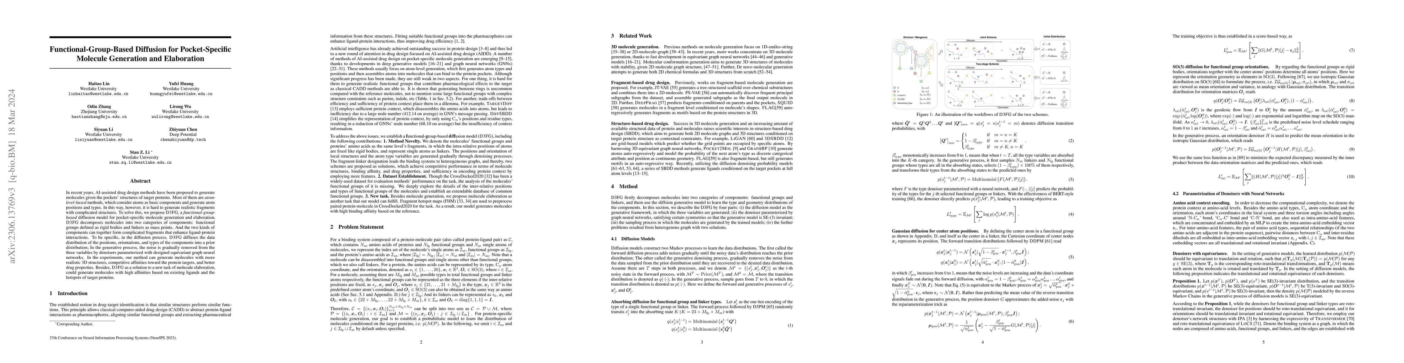 Thumbnail for Functional-Group-Based Diffusion for Pocket-Specific Molecule Generation
  and Elaboration