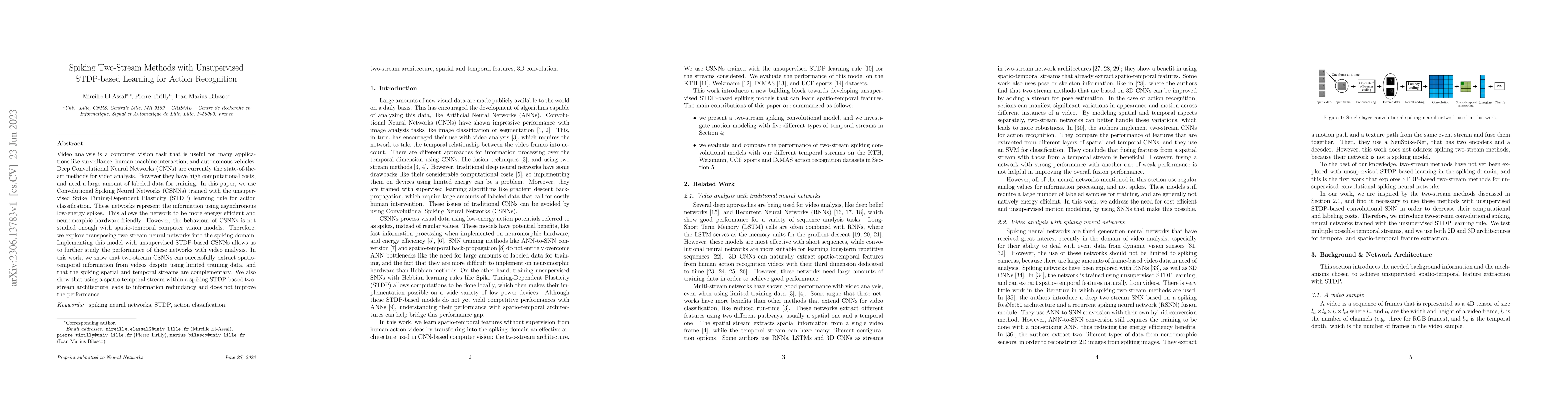 Thumbnail for Spiking Two-Stream Methods with Unsupervised STDP-based Learning for
  Action Recognition