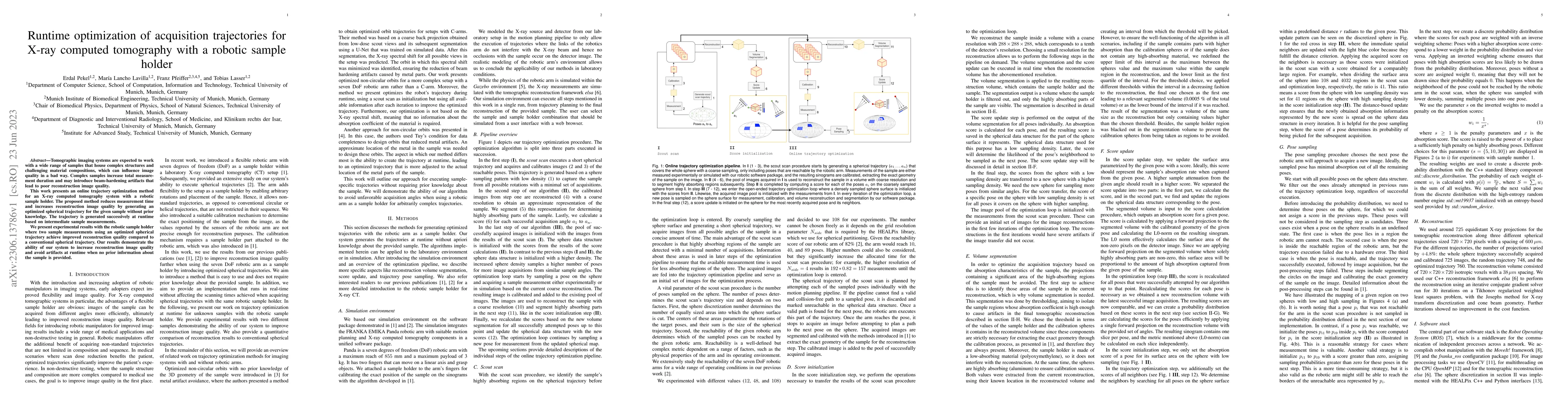 Thumbnail for Runtime optimization of acquisition trajectories for X-ray computed
  tomography with a robotic sample holder