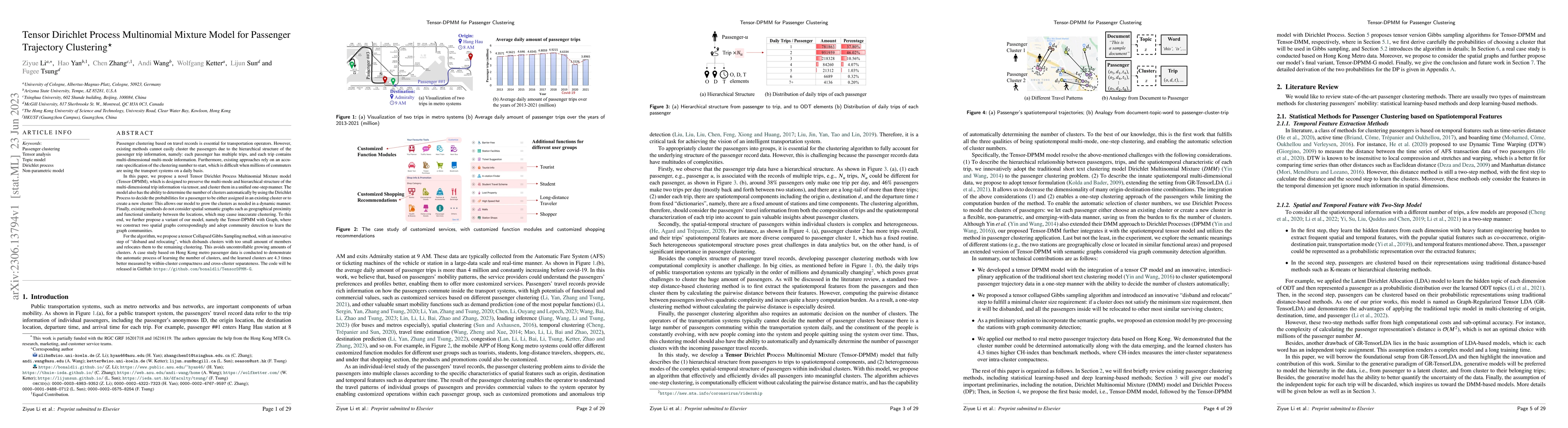 Thumbnail for Tensor Dirichlet Process Multinomial Mixture Model for Passenger
  Trajectory Clustering