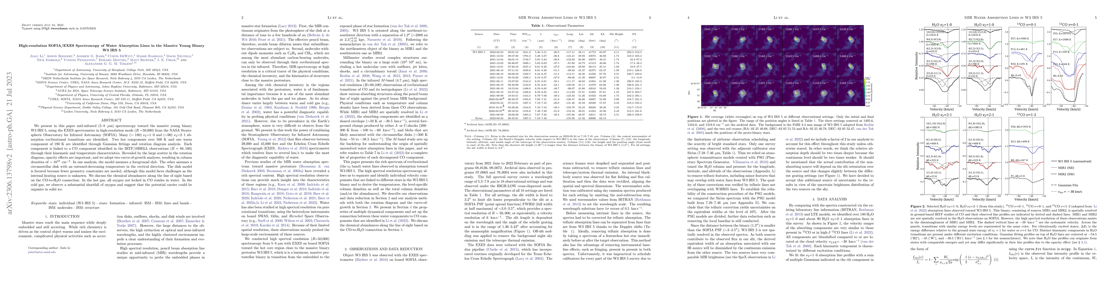 Thumbnail for High-resolution SOFIA/EXES Spectroscopy of Water Absorption Lines in the
  Massive Young Binary W3 IRS 5