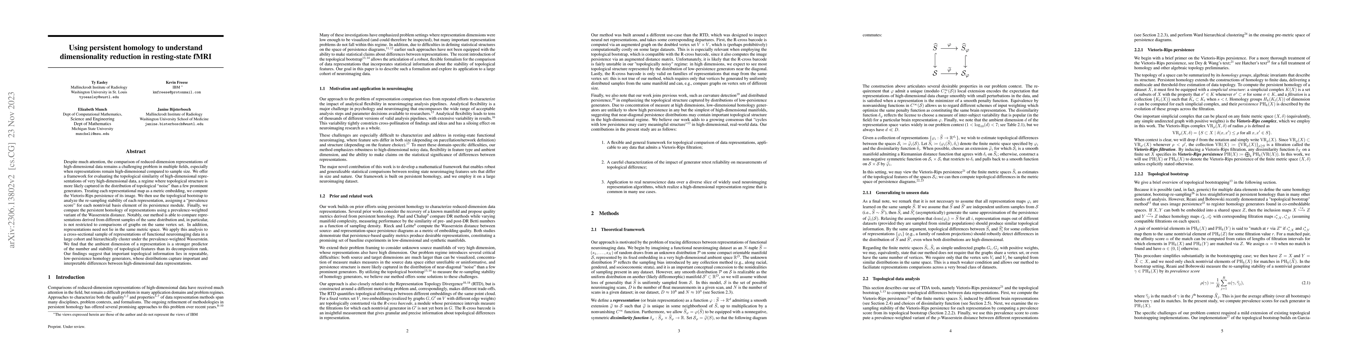 Thumbnail for Comparing representations of high-dimensional data with persistent
  homology: a case study in neuroimaging
