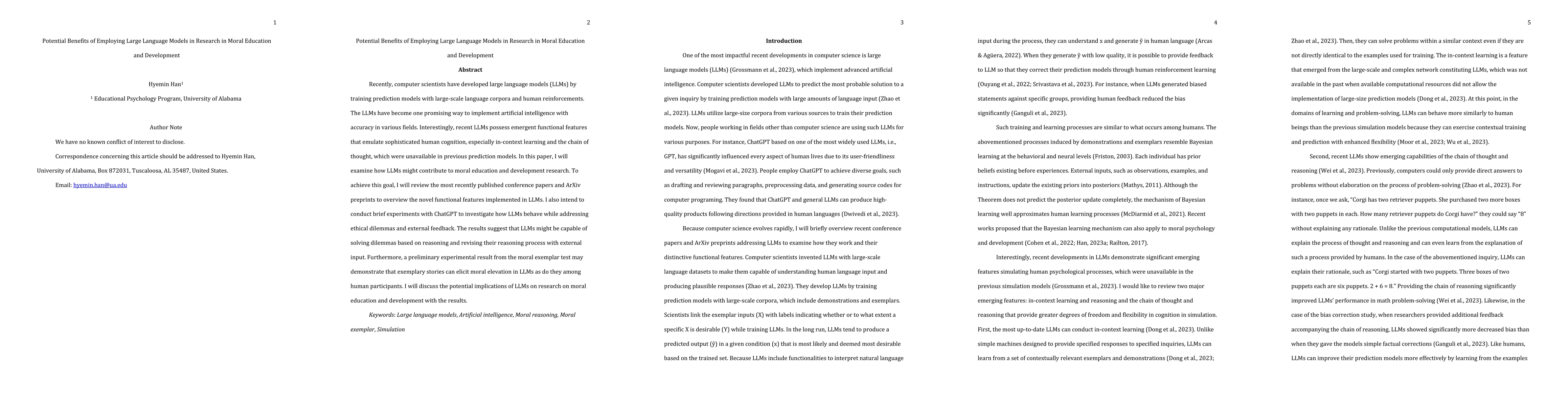 Thumbnail for Potential Benefits of Employing Large Language Models in Research in
  Moral Education and Development